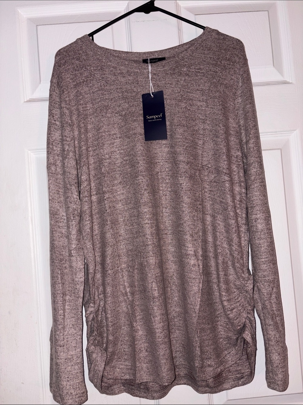 Cozy Scoop Neck Tunic Sweater - Taupe
